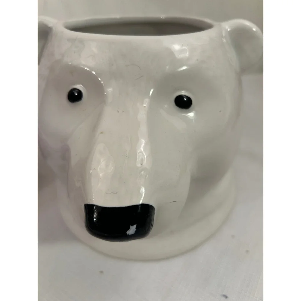 Unbranded Polar Bear Cookie Jar OS White Red Top Hat Ceramic Christmas Decor